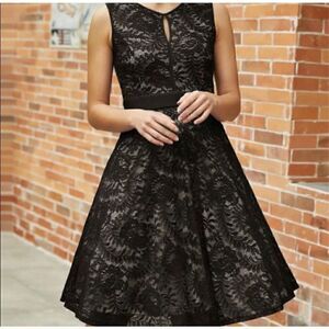 Kate Kasin NWT Black Lace Dress Medium Formal Sleeveless Nude Lining Y2K Vibes